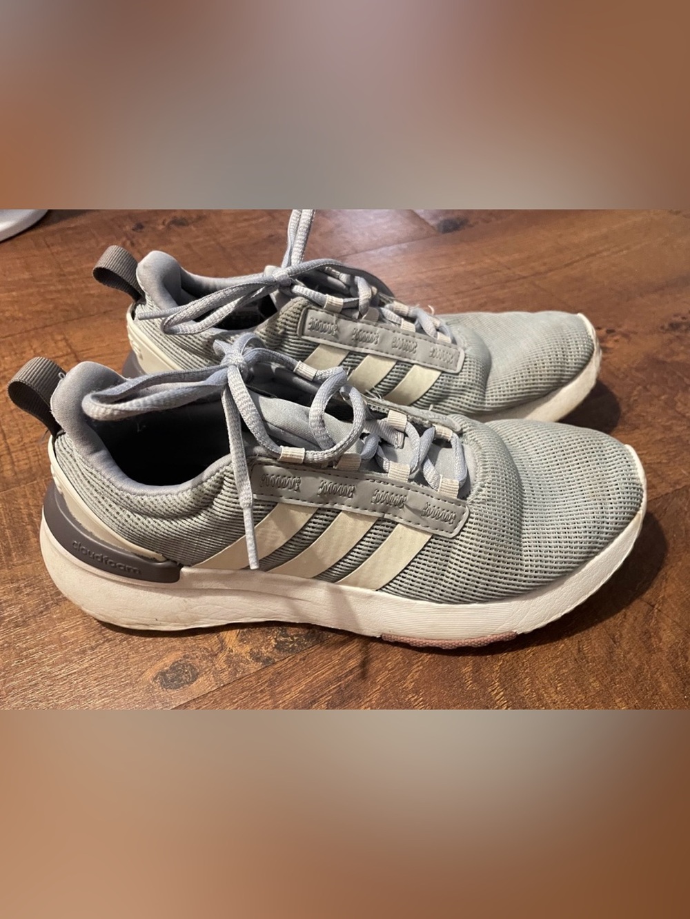 Adidas Gray and White Mesh Athletic Sneakers